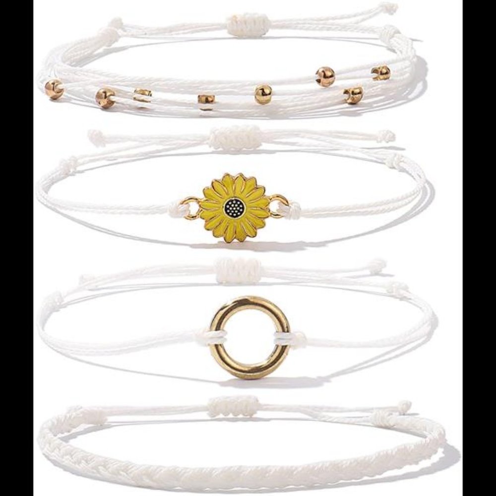 Lovely White Sunflower String Bracelets